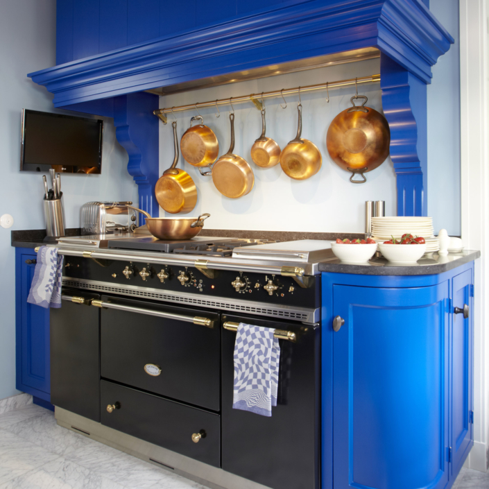 Kobaltblauwe keuken, landelijke keuken, keuken op maat kobaltblauw