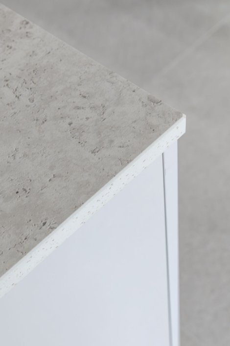 Dekton werkblad in kleur Sabbia afgewerkt door Steenhouwerij Smits in maatwerkkeuken